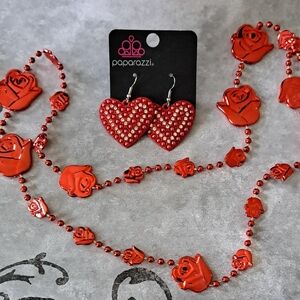 Paparazzi "Romantic Reunion" Red Heart Dangle Earrings